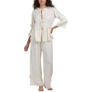 SAATVIK 2pc Cotton Blend Boho Lounge Set With Lace Detail